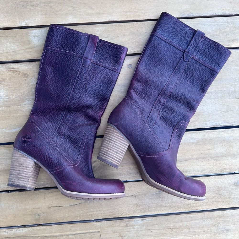 Timberland Women's Boots Rudston Burgundy Weather Proof Pull On SZ 8